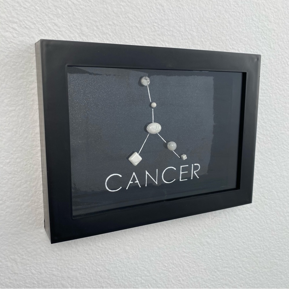 Handmade Horoscope Art CANCER Star Constellation Beads Shadow Box 6x8 inch